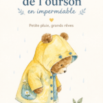 Illustration d'un ours adorable sous la pluie apportant une ambiance chaleureuse