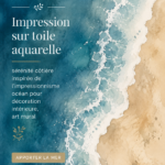 Impression sur toile aquarelle représentant un paysage côtier apaisant.