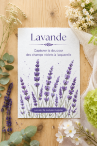 Aquarelle de lavande représentant des champs violets ensoleillés.