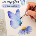 Peinture aquarelle d'un papillon coloré sur papier