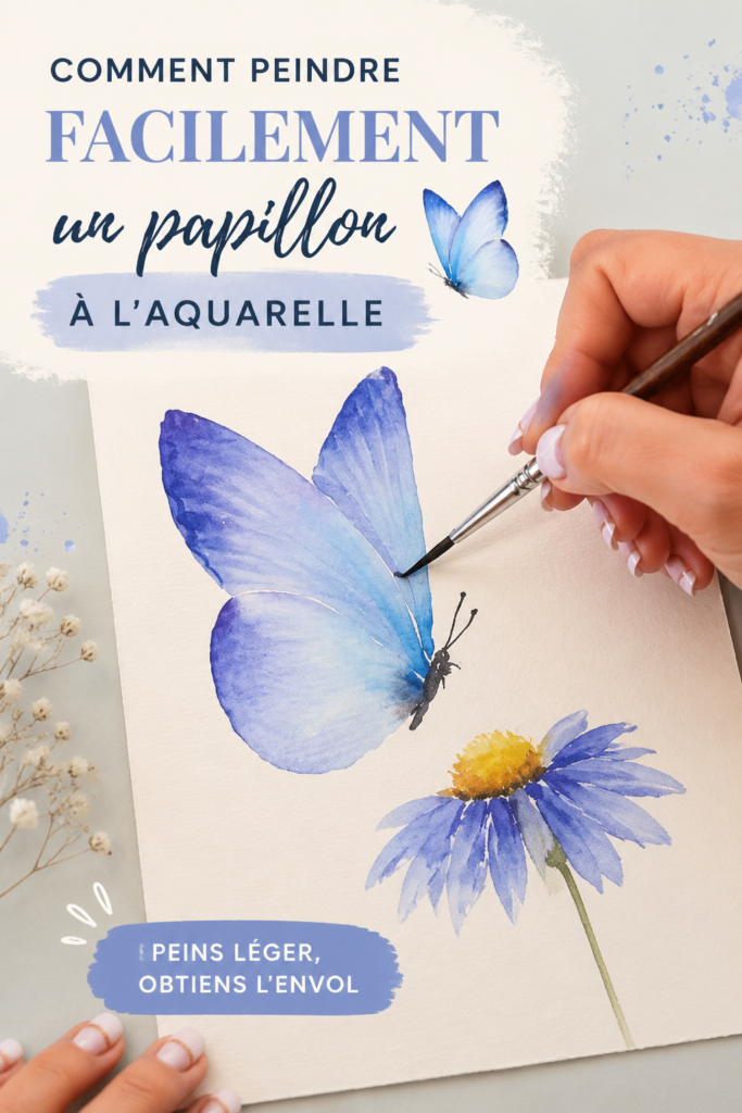 Peinture aquarelle d'un papillon coloré sur papier