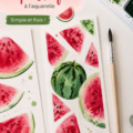 Peinture aquarelle d'une pastèque, éclatante et colorée sur papier