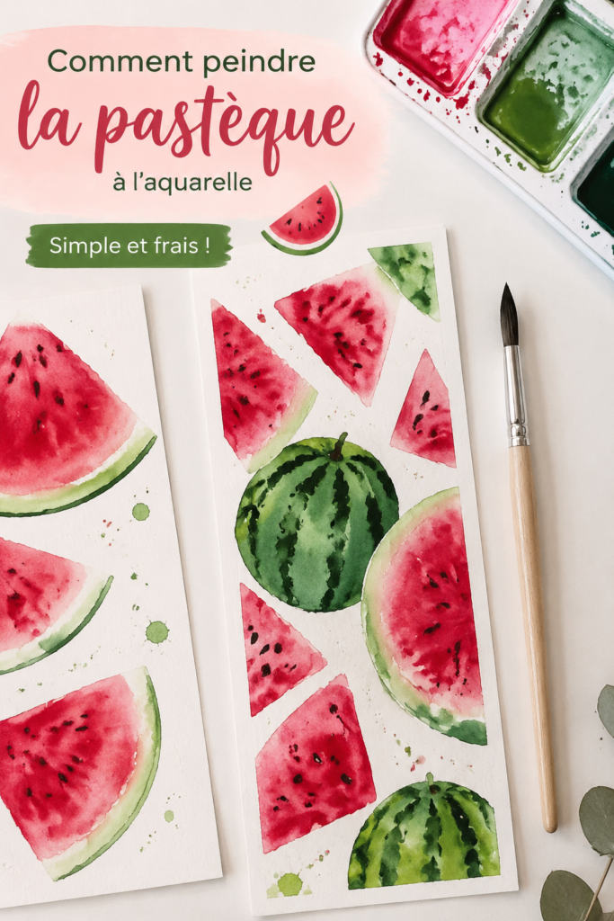Peinture aquarelle d'une pastèque, éclatante et colorée sur papier