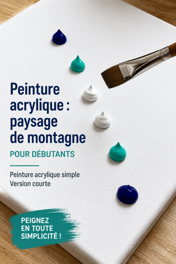 Peinture acrylique représentant un paysage montagnard inspirant et coloré.