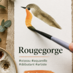 Peinture aquarelle d'un rouge-gorge plein de couleurs.