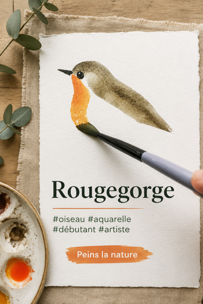 Peinture aquarelle d'un rouge-gorge plein de couleurs.
