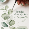 Peinture aquarelle représentant des feuilles d'eucalyptus sur fond blanc