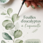 Peinture aquarelle représentant des feuilles d'eucalyptus sur fond blanc