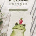 Peinture aquarelle d'une grenouille colorée avec une fraise