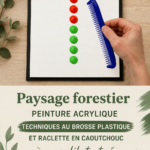 Un vibrant paysage forestier peint en acrylique, illustrant des techniques modernes.