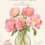 Poste de décoration représentant des pivoines en aquarelle sur un mur élégant