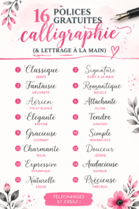 Une sélection de polices de calligraphie gratuites sur un fond neutre, mettant en avant la créativité.