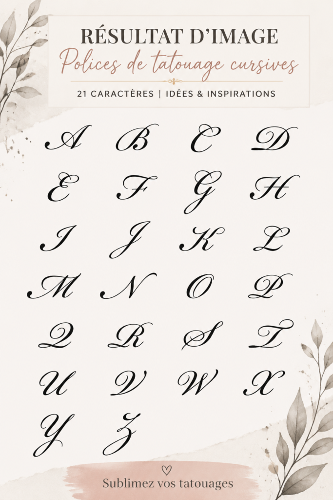 Sélection de polices de tatouage cursives élégantes