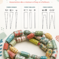 Réalisation de perles en papier colorées sur une table de craft.