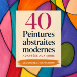 Tableau abstrait moderne dans un intérieur chaleureux.