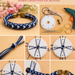Bracelet kumihimo réalisé avec des cordons colorés, montrant la technique de tissage.