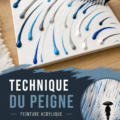 Peinture acrylique colorée représentant une scène de pluie en technique peigne