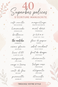 Sélection de polices d'écriture manuscrite sur fond coloré