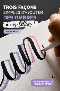 Lettres ombrées colorées sur un fond neutre, représentant des techniques de lettrage créatif.