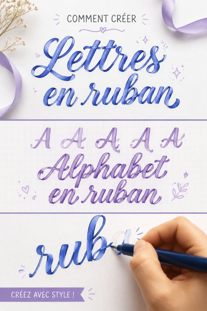 Alphabet en lettres de ruban colorées sur fond blanc, exposant la créativité et l'artisanat.