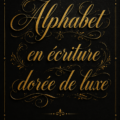 Alphabet en script doré sur fond blanc pour des créations élégantes