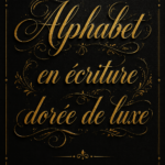 Alphabet en script doré sur fond blanc pour des créations élégantes