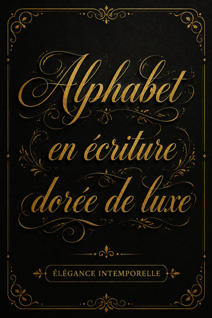 Alphabet en script doré sur fond blanc pour des créations élégantes