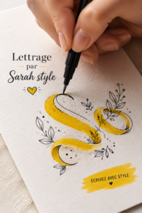Lettre décorative inspirée du style lettering de Sarah