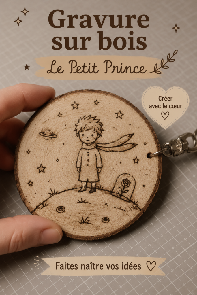 Création en bois brûlé inspirée du Petit Prince, artisanat artistique