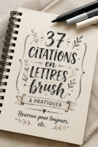 Collage de citations inspirantes en calligraphie sur fond pastel.
