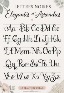 Belles lettres courbes délicates sur une carte décorative