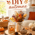 Une décoration DIY festive pour l'automne dans un intérieur chaleureux et accueillant.