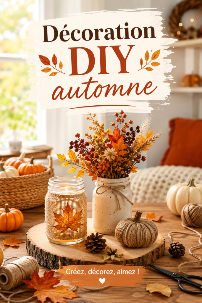 Une décoration DIY festive pour l'automne dans un intérieur chaleureux et accueillant.