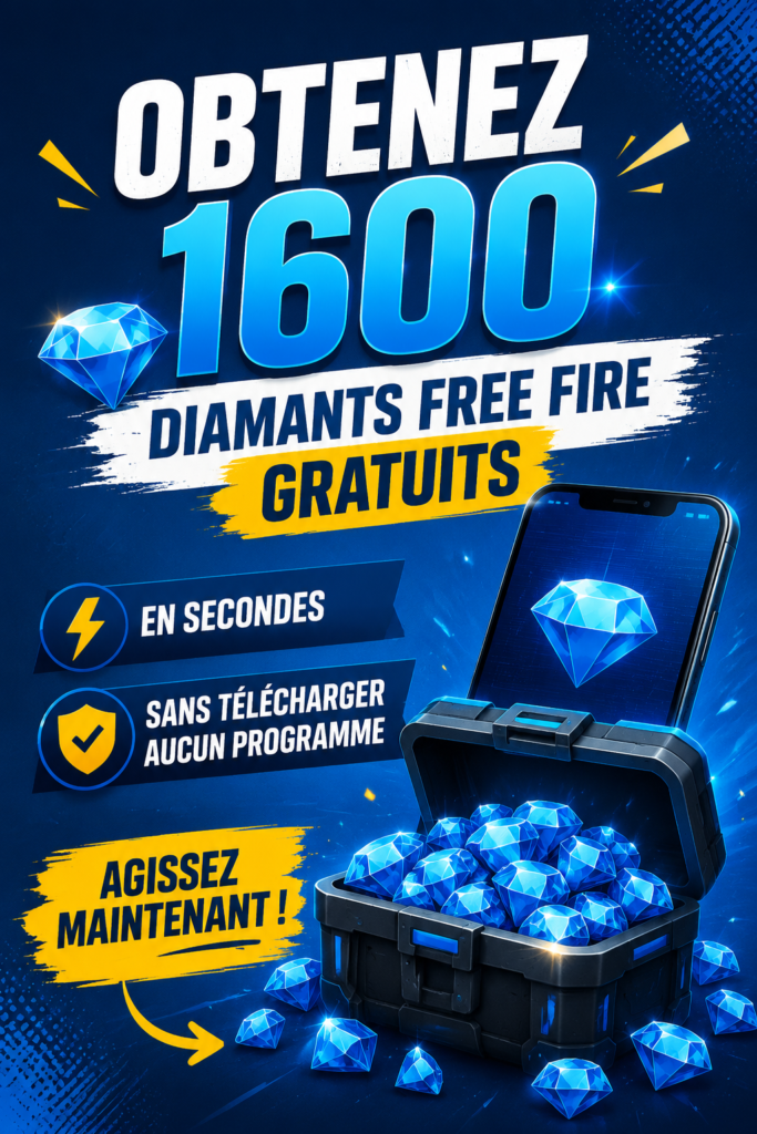 Image d'un personnage dans le jeu Free Fire avec des diamants virtuels visibles.