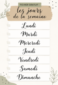 Fichier gratuit illustrant un calendrier des jours de la semaine