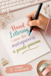Image d'un projet de hand lettering coloré avec marqueurs à pinceau