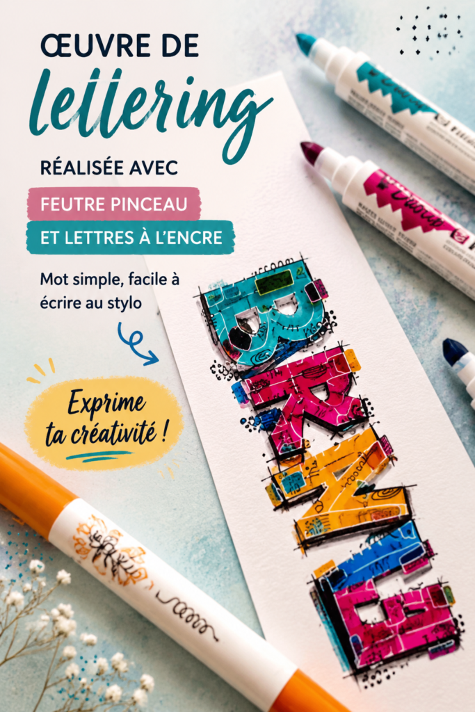 Exemple de handlettering avec un brushpen et un marqueur Ecoline