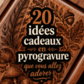 Une belle planche en bois ornée de pyrogravure présentant des motifs floraux.