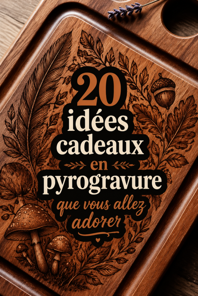 Une belle planche en bois ornée de pyrogravure présentant des motifs floraux.