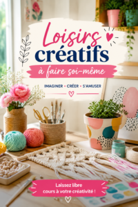 Femme réalisant un projet de loisirs créatifs à la maison, entourée de fournitures artistiques.