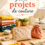Un aperçu de petits projets de couture créatifs, incluant des sacs et des accessoires colorés.