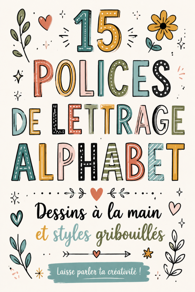Un aperçu de différentes polices de lettrage manuelles et créatives.