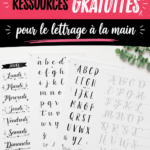 Femme utilisant des ressources gratuites pour pratiquer la calligraphie