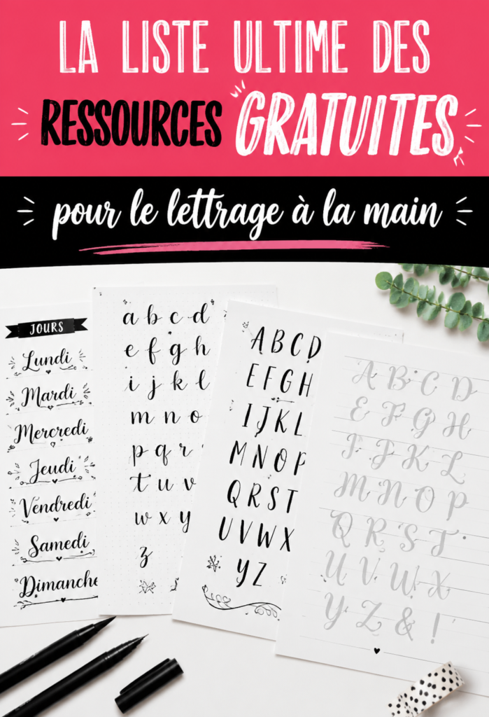 Femme utilisant des ressources gratuites pour pratiquer la calligraphie