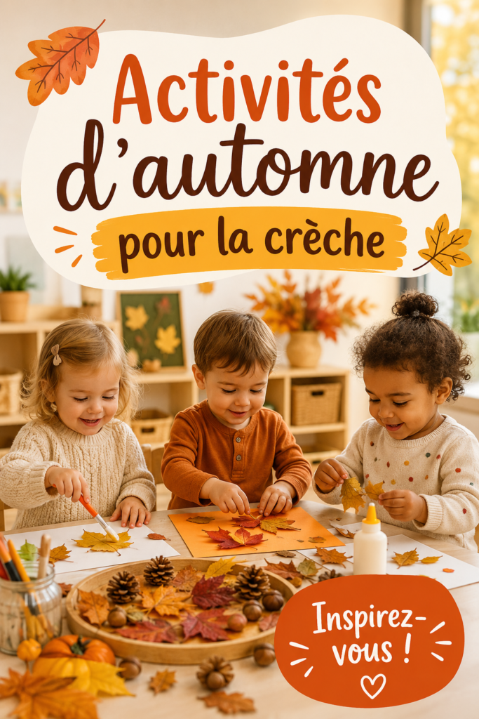 Enfant réalisant une activité créative d'automne dans une crèche