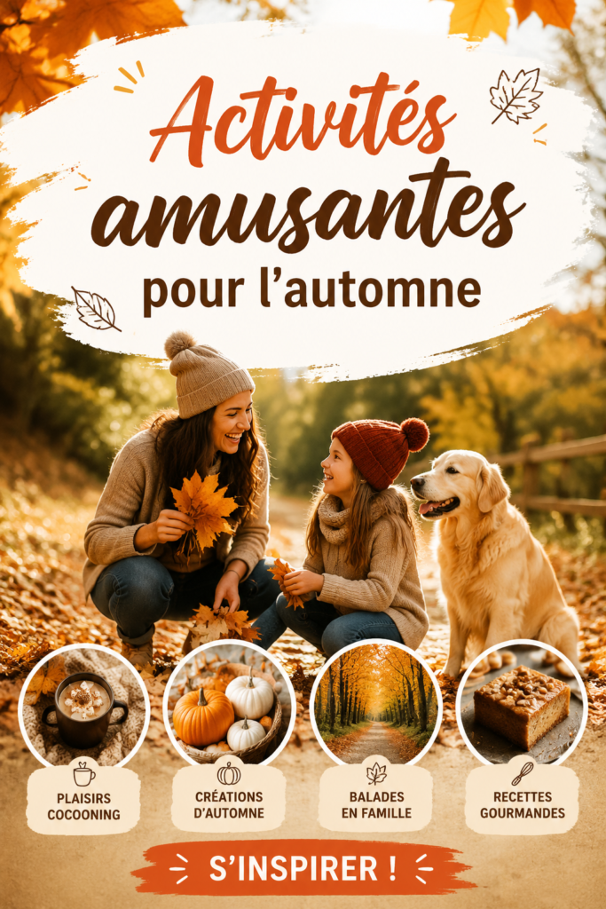 Une table avec des activités DIY automnales, comprenant des feuilles, de la peinture et des décorations