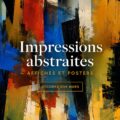 Impression d'art abstrait coloré sur un mur de salon moderne.