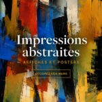 Impression d'art abstrait coloré sur un mur de salon moderne.