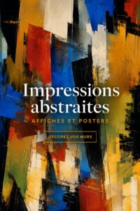 Impression d'art abstrait coloré sur un mur de salon moderne.