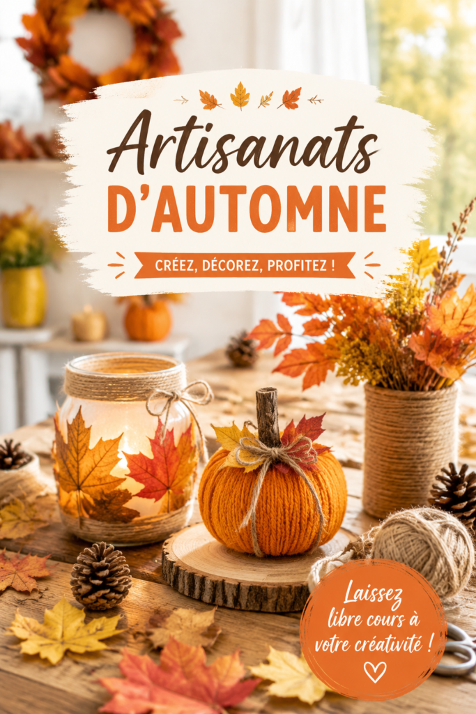 Un magnifique projet d'artisanat d'automne avec des feuilles et des citrouilles décorées